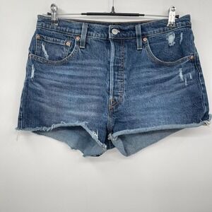 Levis Women's 501 Button Fly Jean Shorts 5‎ Pocket Cutoffs Blue Size W31